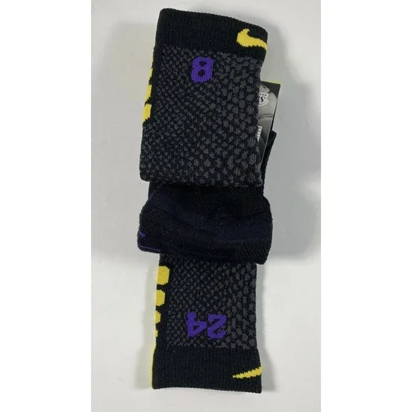 Nike KOBE Lakers BLACK MAMBA CITY EDITION Elite Crew Socks Size US 8-12 - Picture 10 of 11